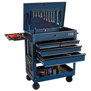 Wholesale OEM 84cm 4 Drawer Heavy Duty <b>Rolling</b> Utility Cart Matte Blue Powder Coated Steel for Workshop Garage Industrial Use - Product Image 4