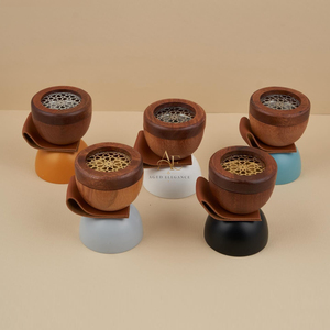 Modern Metal Wood Incense Burner Set Arab <b>Oud</b> Holder Colorful Base With Leather Handle Luxury <b>Bakhoor</b> Censer For Home Decoration - Product Image 1