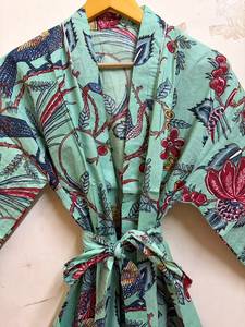 Al por mayor: Bata kimono de algodón con estampado floral y de pájaros para mujer, ligera, para spa, salida de playa y ropa de descanso para damas de honor - Product Image 5