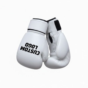 Gants de boxe en cuir PU blanc avec logo personnalisé, lacets, design à doigts entiers et évacuation de l'humidité pour l'entraînement et le sparring - Product Image 3