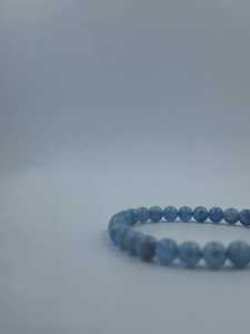 Natural Aquamarine Smooth Round <b>Beads</b> <b>Bracelet</b> | High Quality Light Blue Gemstone Stretch <b>Bracelet</b> Wholesale - Product Image 4