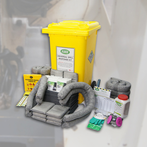 240L Universal Spill Kit with Wheelie <b>Bin</b> – <b>Large</b> Capacity Hazardous Chemical Spill Response Kit, Industrial Absorbent Spill Kit - Product Image 1