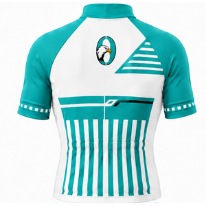 Maillot de Ciclismo Blanco Turquesa de Manga Corta con Cierre Completo, Camiseta Ligera para Ciclismo al Aire Libre, Ropa Deportiva - Product Image 2