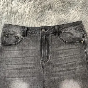 Summer Custom Logo High Quality <b>Elastic</b> <b>Waist</b> Stretch Washed Vintage Baggy Denim Shorts <b>Men</b> Trendy Casual Solid Color - Product Image 4