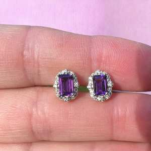 Pendientes de amatista natural hechos a mano en plata de ley 925, piedra de nacimiento de febrero, joyería de gemas, regalo para mujeres - Product Image 4