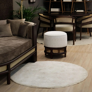 เตียงนอนไม้สไตล์โมเดิร์นพร้อมเบาะผ้าและรายละเอียดหวายสำหรับห้องนั่งเล่น โรงแรม วิลล่า และตกแต่งภายใน - Product Image 5