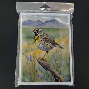 Wyoming Western Meadowlark Whimsical A7 Tarjetas de felicitación Paquete de 8 tarjetas de nota en blanco con sobres Tamaño 5x7 - Product Image 3