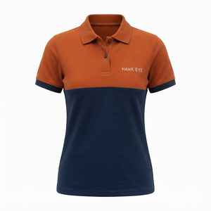 เสื้อโปโลผู้หญิง Hawk Eye แขนสั้น คอปก ตัดต่อสี ผ้าปิเก้ คอตตอน ระบายอากาศได้ดี  โลโก้ตัวอักษรด้านหน้า - Product Image 6