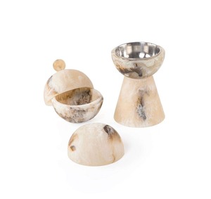 Natural Stone Marble Incense Burner <b>Set</b> with Lid Aromatherapy Holder for Home Decor Mubkhar Bakhoor - Product Image 4