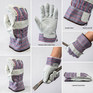 Gants de travail robustes en cuir de vachette pleine fleur, résistants à la chaleur, avec manchette de sécurité, pour l'industrie et le jardinage, antidérapants avec manchette caoutchoutée, certifiés CE - Product Image 6