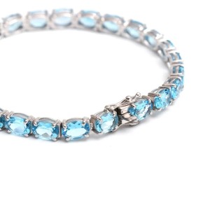 Natural Blue Topaz Stone <b>Bracelet</b> 925 Sterling Silver <b>Gemstone</b> <b>Bracelet</b> Handmade December Birthstone Jewelry Gift for Women - Product Image 3