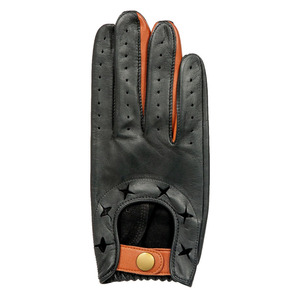Guantes de Conducción de Cuero Perforado Negro con Detalles Marrones y Correa de Muñeca Ajustable, Diseño Unisex para Conducir y Uso en Exteriores - Product Image 2