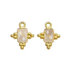 Dijes de Bisel Rectangulares de Rutilo Dorado de 5x3mm, Hechos a Mano, Colgante de Bisel Elegante, Chapado en Oro, Suministros para la Fabricación de Joyas y Pendientes con Piedras de Nacimiento - Product Image 1