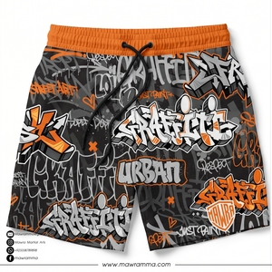Pantalones Cortos Deportivos para Hombre con Estampado de Grafiti, Cintura Naranja, Secado Rápido, Poliéster, Estilo Urbano, para Natación, Entrenamiento, Gimnasio, Correr, Playa - Product Image 3