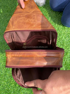 Sacs à dos de voyage multi-usages en cuir Crunch élégant occidental de haute qualité sacs à dos d'école en cuir pleine fleur faits à la main - Product Image 6