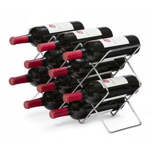 Porte-vin de table moderne en métal noir industriel, à roulettes, écologique, 3L, avec cadre géométrique en fer, design contemporain - Product Image 1