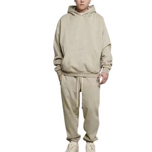 Chándal de fábrica de ropa de calle al por mayor LOW MOQ sudadera de lana gruesa pulóver Sudadera con capucha y pantalones de chándal desgastados de gran tamaño - Product Image 6