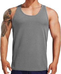 Débardeur de compression athlétique pour homme, coupe ajustée, côtelé, pour la gym, le fitness et la course - Product Image 1
