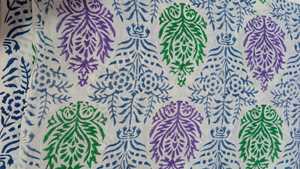 Block Printed Cotton <b>Fabric</b> With Purple Green Blue Foliage Pattern <b>Fabric</b> Woven <b>Medium</b> Weight Home Textile Cotton <b>Fabric</b> Sale - Product Image 4