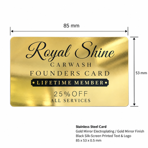 Carte de membre personnalisée de luxe en acier inoxydable doré avec logo imprimé en sérigraphie noire - Product Image 2