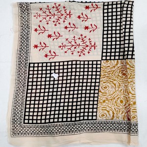 Indian Block Printed Floral Cotton <b>Sarong</b> Summer <b>Beach</b> Pareo Silk Border Geometric Pattern Bagru Print Natural Pool Party <b>Sarong</b> - Product Image 3