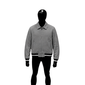 Chaqueta Gris Personalizada con Cierre Frontal, Suave para Invierno, Cuello Camisero, Casual, de Forro Polar, Corte Regular, para Otoño, Ropa de Moda - Product Image 1