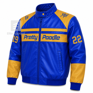 เสื้อแจ็คเก็ตหนังสีน้ำเงินและสีทองปักโลโก้ Sigma Gamma Rho Sorority แบบลำลองสำหรับผู้หญิงบุด้วยโพลีเอสเตอร์ - Product Image 2