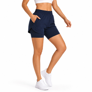 Shorts de sport décontractés pour femmes, haute élasticité, respirants, séchage rapide, couleur unie, pour yoga, course à pied et fitness - Product Image 1