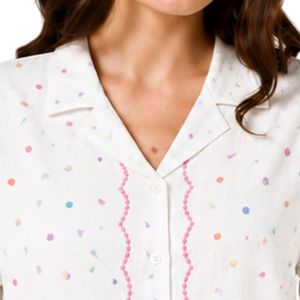Camisa blanca de mujer con lunares bordados, manga corta, con botones, informal, de verano, de algodón, con cuello, blusa personalizada, tops de moda OEM - Product Image 5