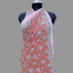 Pareo de Playa para Mujer 100% Algodón, Estampado a Mano, Pareo sin Mangas Cómodo para Chicas, Ligero - Product Image 1