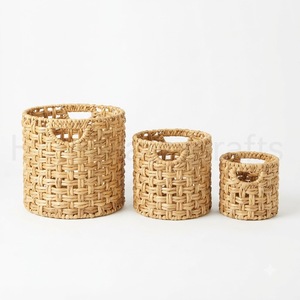 Natural Woven Water Hyacinth <b>Basket</b> Handmade Storage Organizer Eco Friendly Sustainable Home Decor Wholesale Supplier - Product Image 1