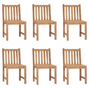 Set di sedie da giardino 6 pezzi in legno Teak massiccio con cuscini mobili da esterno - Product Image 2