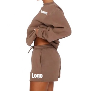 2024 Offre Spéciale logo personnalisé vêtements de sport survêtement court femmes 2 pièces shorts ensembles pour femmes jogger pull femmes ensembles - Product Image 2