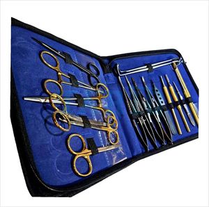 Nouvel Arrivage Kit d'Instruments de Chirurgie Mineure en Acier Doré : Porte-Aiguille, Ciseaux Metzenbaum, Ciseaux à Pansements, Manche de Scalpel - Product Image 1