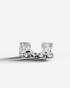<b>Emerald</b> Cut Moissanite Claw Setting <b>Stud</b> <b>Earrings</b> GRA Certificate Rhodium Plated 925 Silver - Product Image 4