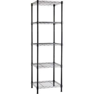 Scaffale a Torre Regolabile a 5 Ripiani per Garage, in Acciaio Antiruggine, Capacità 150 Libbre per Ripiano, 40,6 cm L x 40,6 cm P x 137 cm H, Colore Nero - Product Image 1
