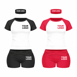 Conjunto de Yoga Personalizado para Mujer con Estampado de Leopardo, Top Corto y Pantalones Cortos para Gimnasio, Ropa Deportiva de Dos Piezas con Diadema - Product Image 6