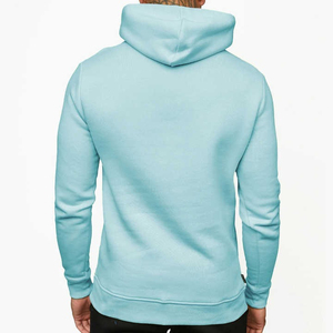 เสื้อฮู้ดผู้ชายสีฟ้าอ่อน ผ้าฟลีซ 100% คอตตอน ทรงปกติ สวมใส่สบาย ผ้าถัก สีพื้น สำหรับฤดูหนาว ระบายอากาศได้ดี เป็นมิตรต่อสิ่งแวดล้อม - Product Image 3