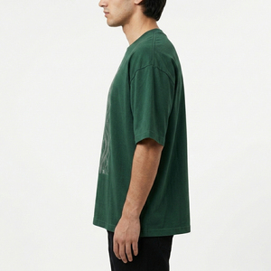 Men's Oversized Vintage Style Short Sleeve O-Neck T-Shirt with Front Logo Acid Washed Jersey Cotton Fabric - Product Image 3