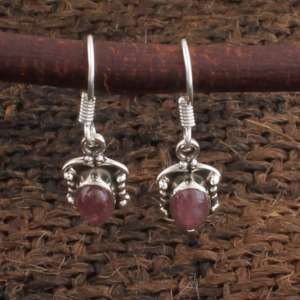 Boho Natural Pink Tourmaline Earring S925 Silver <b>Handmade</b> <b>Jewelry</b> Vintage Style Studs October Birthstone Gift Unique Earrings - Product Image 2