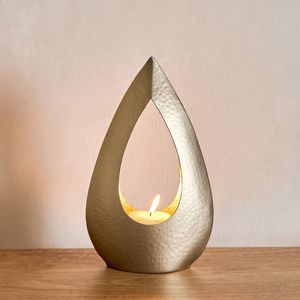 Contemporary <b>Hammered</b> Metal Candle <b>Holder</b> Teardrop Shape Candle <b>Holder</b> For Home Decor - Product Image 2