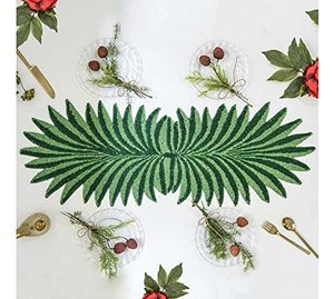 Embroidered Plant Pattern Table Runner Cotton Rustic Home Decor Washable - Product Image 4