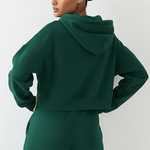 Custom Made 100% Cotton Fleece 450 GSM Heavyweight Breathable Hoodie Long Drawstring Crop Top Streetwear Zip Up Hoodie - Product Image 3