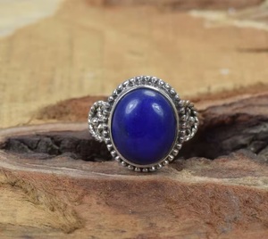 925 Sterling Silver Blue <b>Lapis</b> <b>Lazuli</b> <b>Ring</b> Handmade Bohemian September Birthstone Gemstone Statement <b>Ring</b> Fine Jewelry Wholesale - Product Image 4