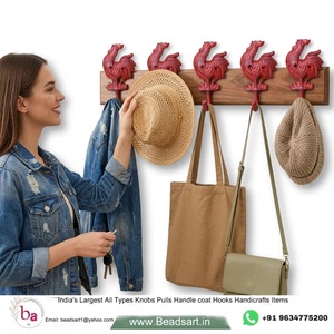 Patère murale Red Rooster en métal, design animal, style rustique, crochet simple pour vêtements, porte-manteau décoratif fait main - Product Image 3