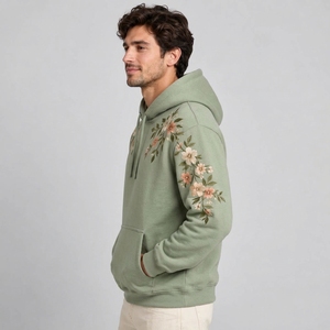 Fashionable men embroidered <b>hoodie</b> offers <b>soft</b> comfort unique coloring and quality embroidery for streetwear and leisu - Product Image 3