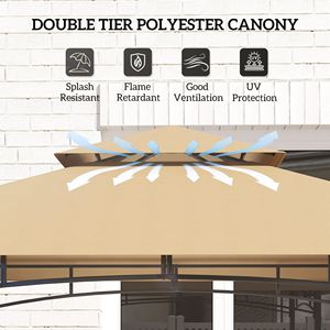 Gazebo per Barbecue da Esterno 8 X 5 Marrone Scuro con Luce LED, 2 Ripiani Laterali, Ganci, Apribottiglie, Riparo per Barbecue e Pergola - Product Image 4