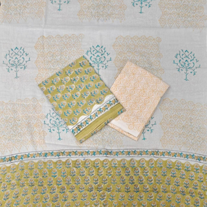 Traje indio floral blanco y verde para mujer |   Conjunto de Salwar Kameez Punjabi de Algodón de Alta Calidad |   Conjunto Étnico de Diseño para Uso Casual - Product Image 4