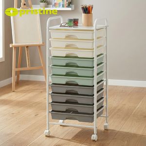 Chariot de rangement multifonctionnel en métal à 10 tiroirs avec étagère, fabriqué à Taïwan, pour cuisine, salon, bureau à domicile - Product Image 5