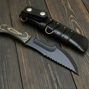 Cuchillo de Caza Premium BWK Forest Tracker, 62 HRC, Multiusos, Mango de 12.5 Pulgadas, Funda de Cuero con Agarre Rugoso, Acero de Damasco Forjado a Mano - Product Image 2